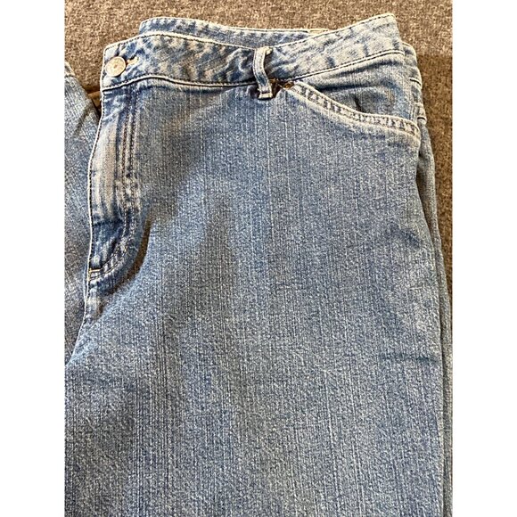 Hand Painted Cardinal  J Jill Blue Denim Jean Stretch Pant OOAK Back Left Pocket - Picture 3 of 13